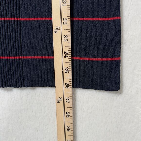 Athleta Crewneck Bayside Ribbed Sweater Top Sz L Blue Striped Merino Wool Blend - Picture 11 of 12